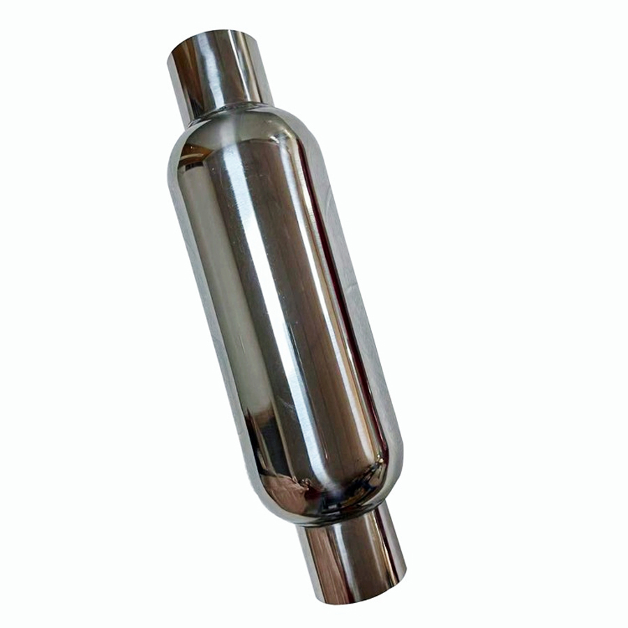 2.25"Inlet/Outlet Turbine Muffler Exhaust 304 Stainless Steel Glass Pack Dual Wall