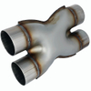 Universal Dual 3" In/Out Crossover X Pipe Exhaust Tip 12" Length Stainless Steel Exhaust Tailpipe