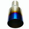  2X 2.5In 4Out Blue Burnt Exhaust Single Layer Straight Tip Polished Stainless