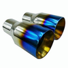 2PCS 2.5 In 3.5 Out Blue Burnt Exhaust Duo Layer Tip Polished Stainless Steel