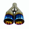  2X Blue Burnt Exhaust Duo Slant Tip Polished Stainless Steel 2.5In 3.5Out