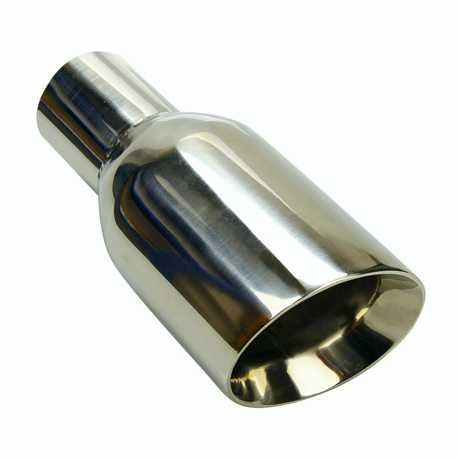  2.5 Inlet - 4 Outlet Stainless Steel Sliver Duo Layer Slant Cut Exhaust Tip