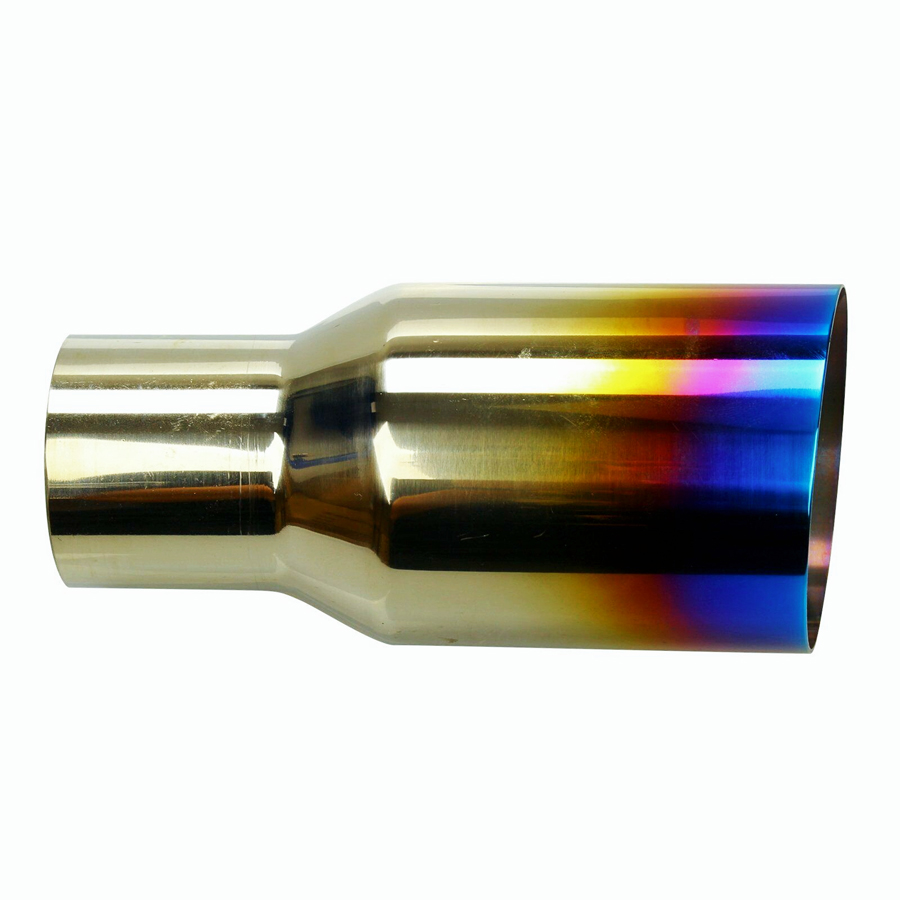 2X Blue Burnt Exhaust Single Slant Cut Tip Polished Stainless 2.5 In 3.5 Out